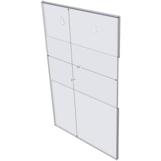 WM1117CKH - 11" X 17" (Portrait - C-Style with Keyholes) - Wall Mount Acrylic Sign Holder - Standard - 1/8 Inch Thickness
